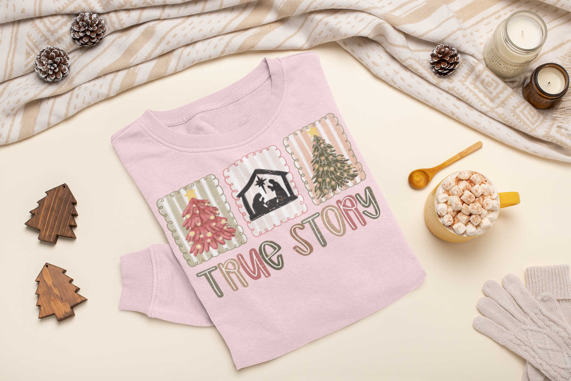 True Story Nativity Sweatshirt – Christian Christmas Shirt for Women