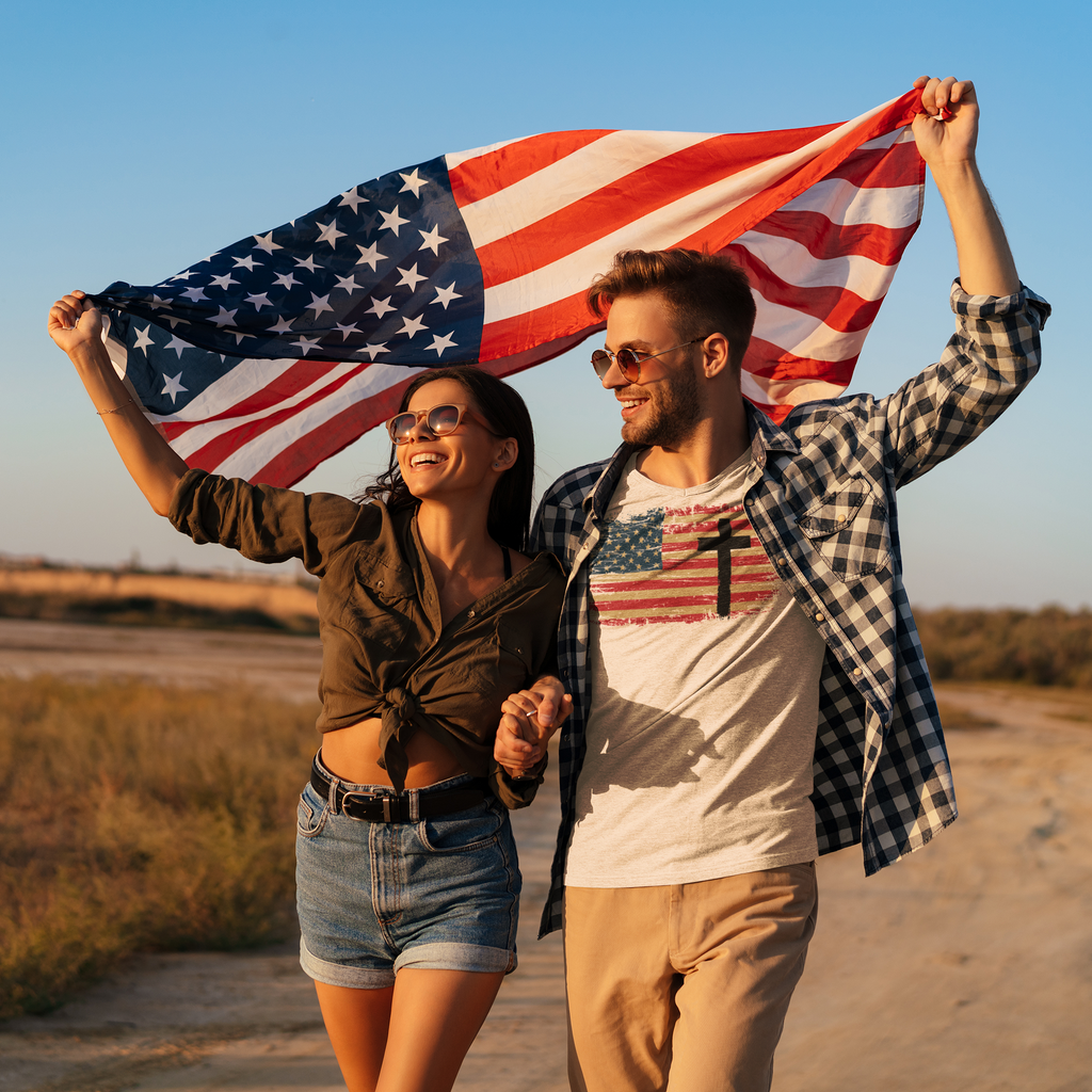 American Flag Cross Christian T-Shirt – Faith & Freedom Patriotic Tee