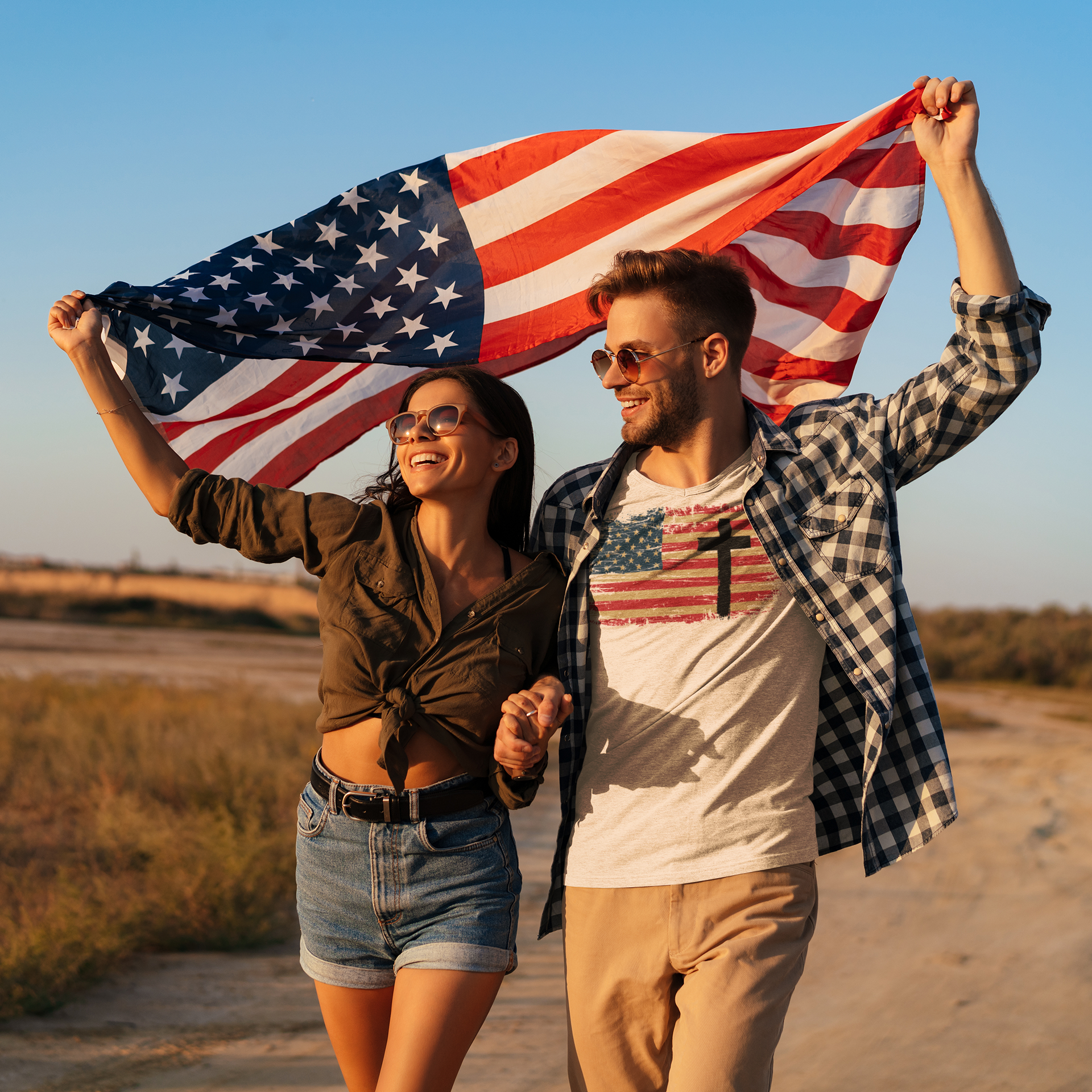 American Flag Cross Christian T-Shirt – Faith & Freedom Patriotic Tee