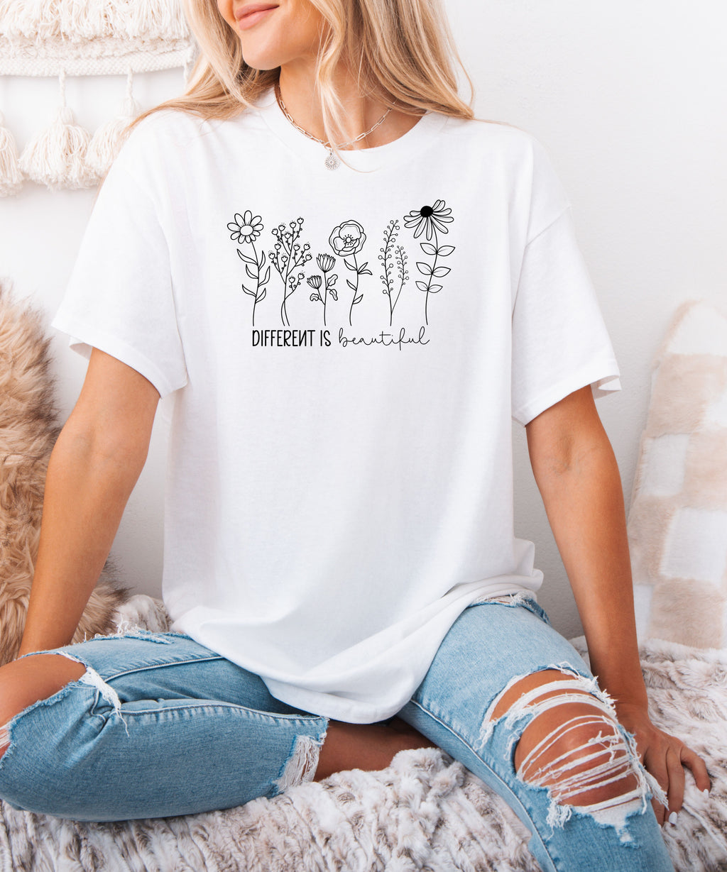 Different Is Beautiful Wildflower Shirt – Embrace Uniqueness Tee