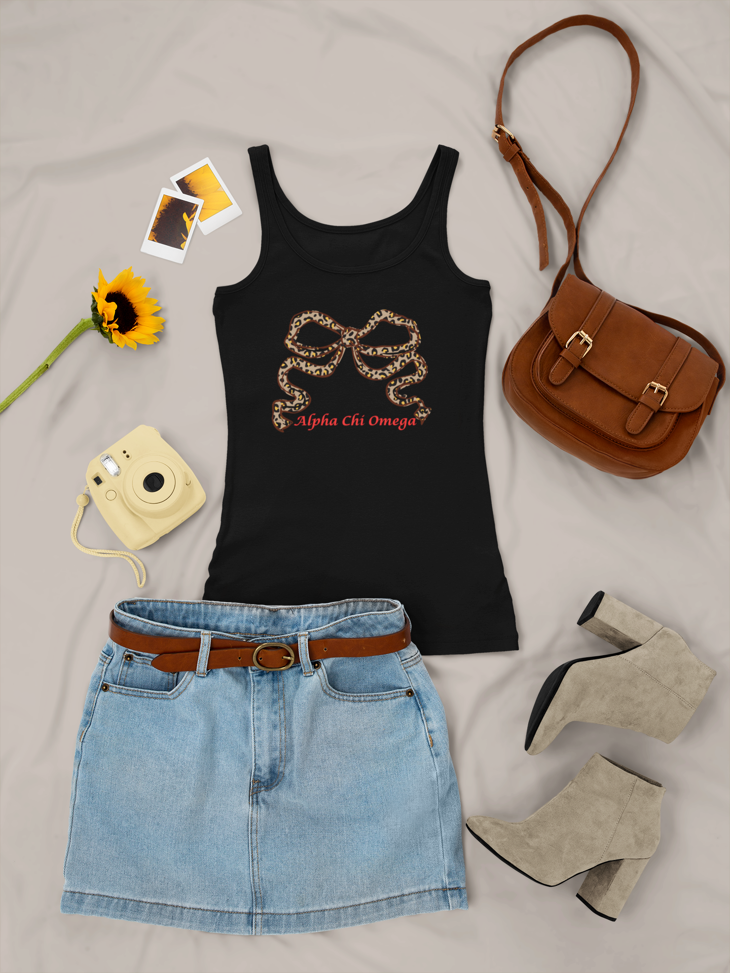 Leopard Bow Crop Top – Sorority Big Little Spaghetti Strap Shirt