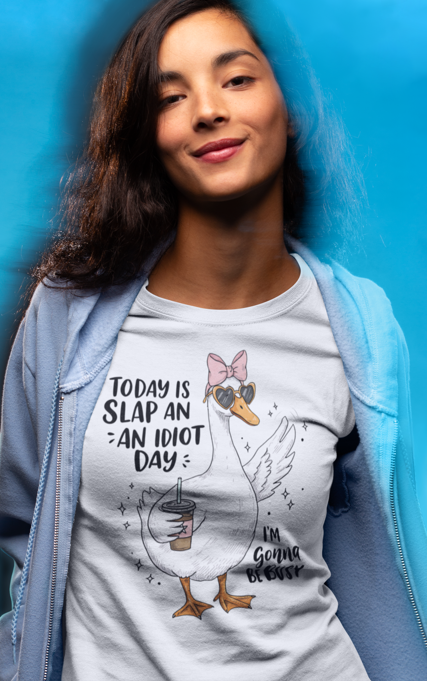 Cool Duck Shirt – Funny Iced Coffee Duck Tee with Bow and Shades, Cute Animal T-Shirt for Coffee Lovers, Quirky Summer Shirt