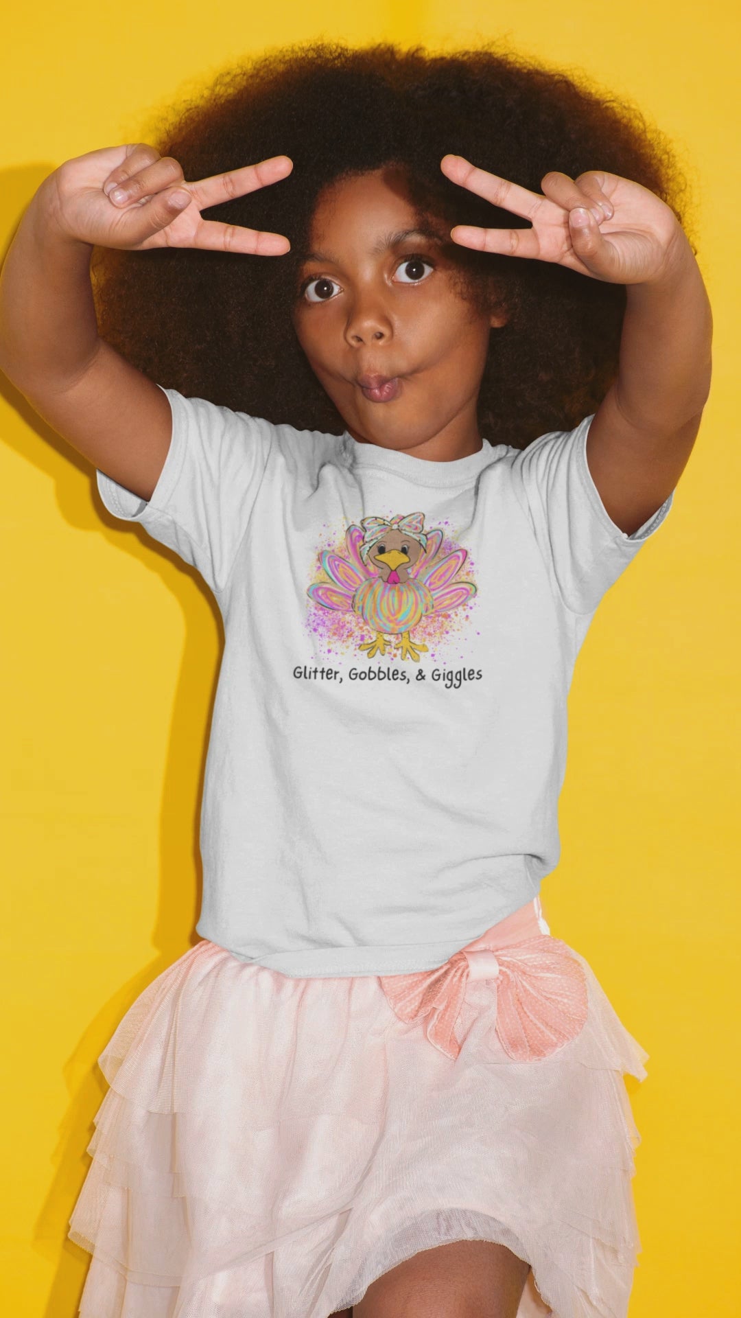 Kids Thanksgiving T-Shirt | Glitter Gobbles & Giggles Tee | Cute Fall Kids Clothing for Family Gatherings