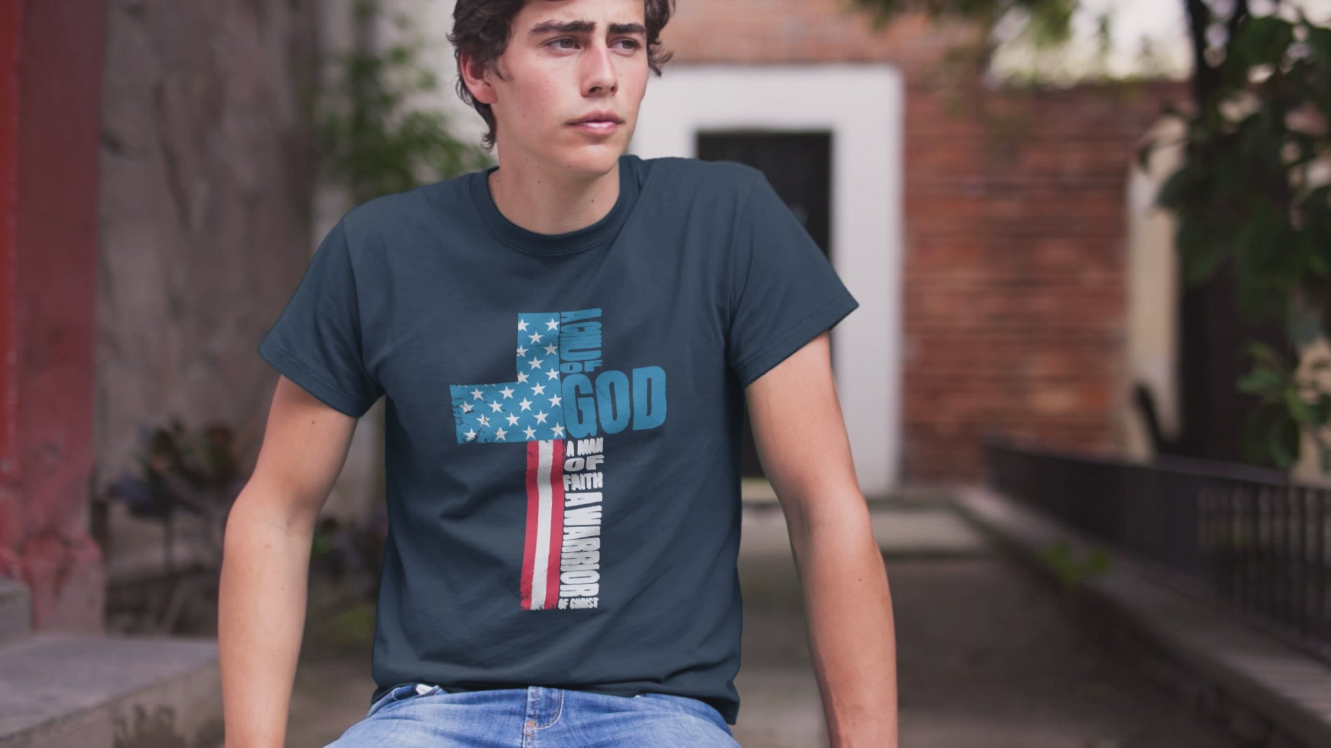 Faith Cross Patriotic T-Shirt | Warrior of Christ Christian Tee for Men & Women