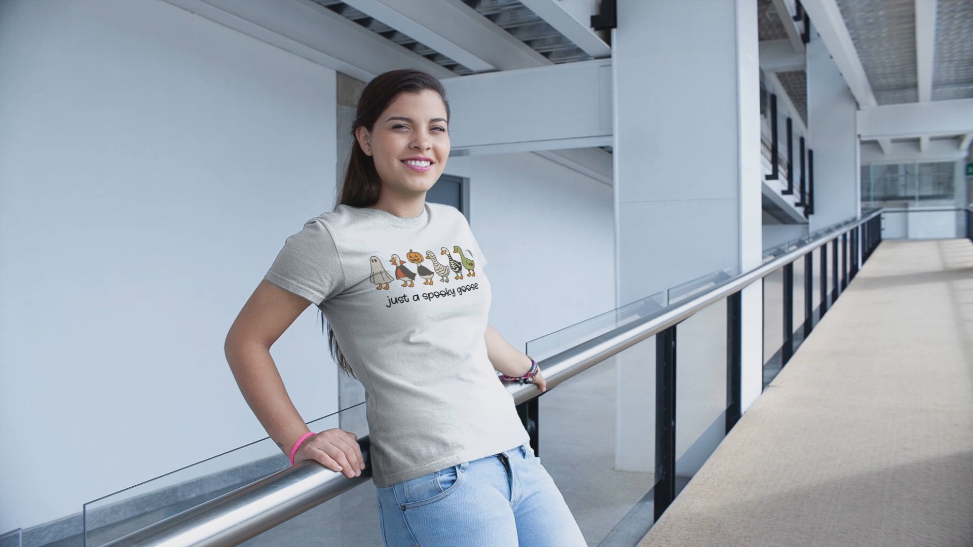 Just a Spooky Goose Halloween Shirt Comfort Colors Funny Fall Tee