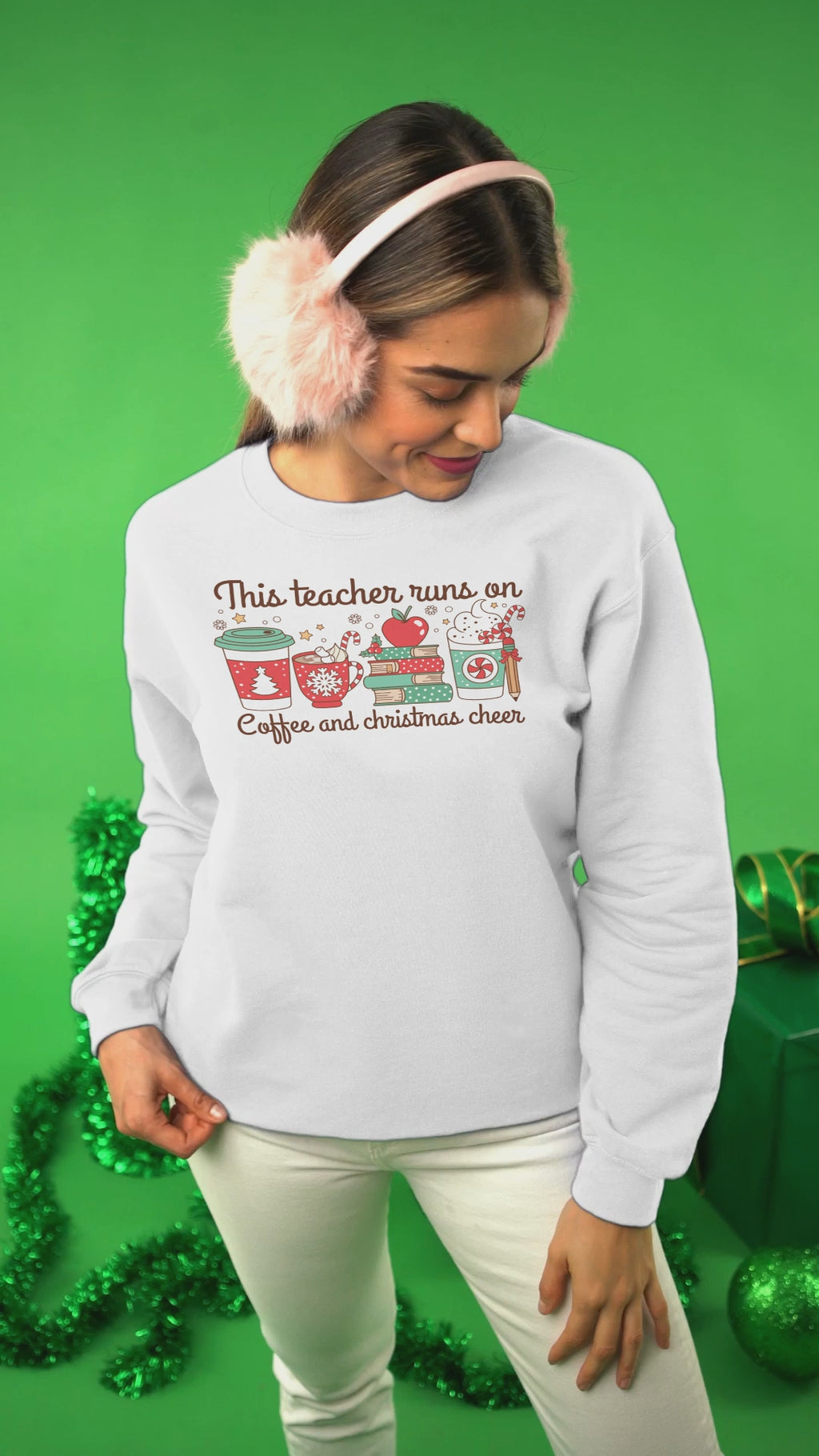 This Teacher Runs on Coffee and Christmas Cheer – Holiday Teacher Shirt or Mug