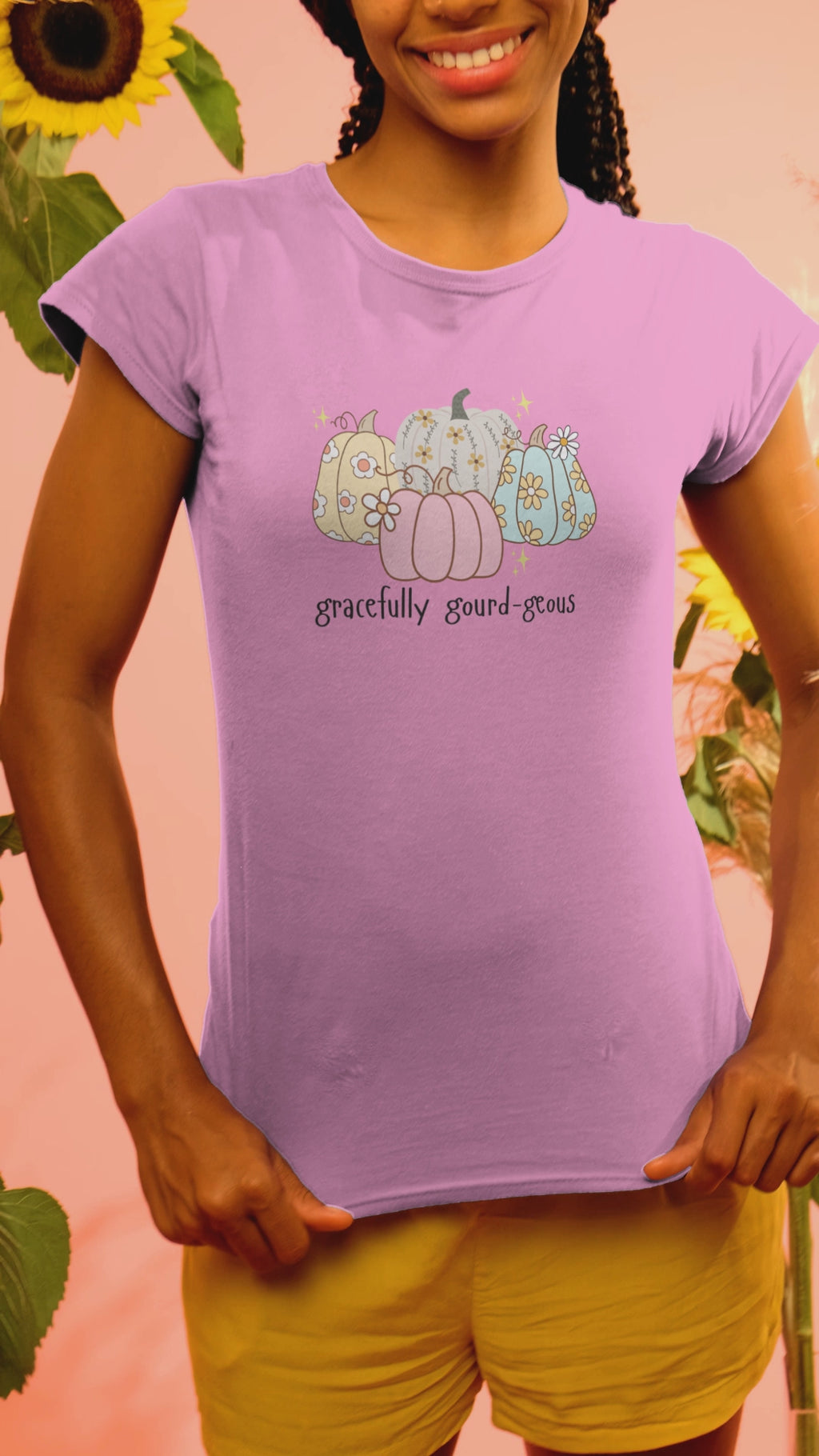 Gracefully Gourd-geous Shirt – Pastel Pumpkin Fall Tee for Women