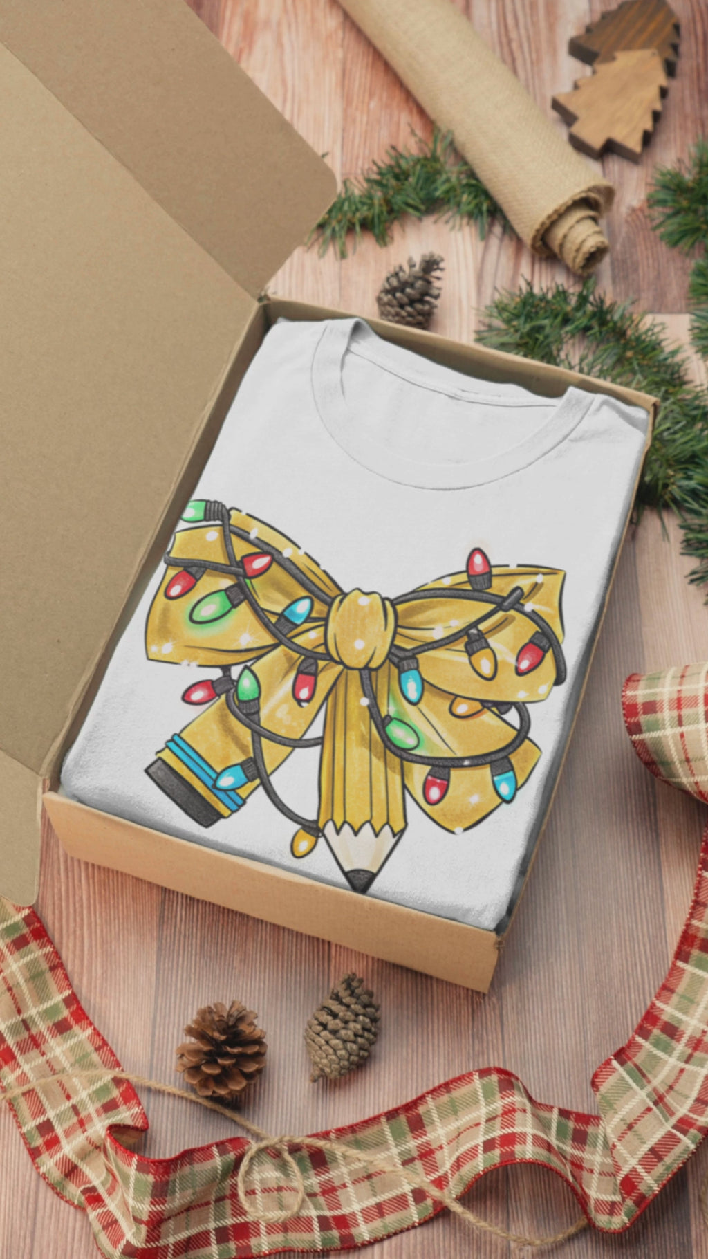 Teacher Christmas Bow T-Shirt – Cute Holiday Coquette Style