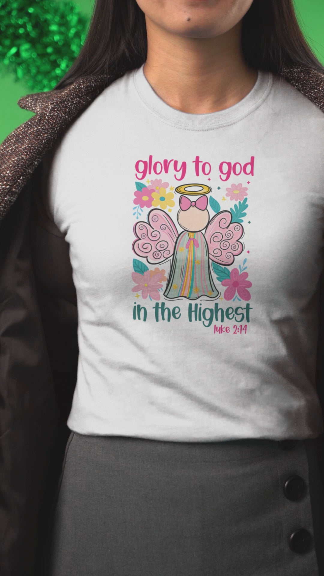 Glory to God in the Highest Christmas T-Shirt – Christian Angel Tee