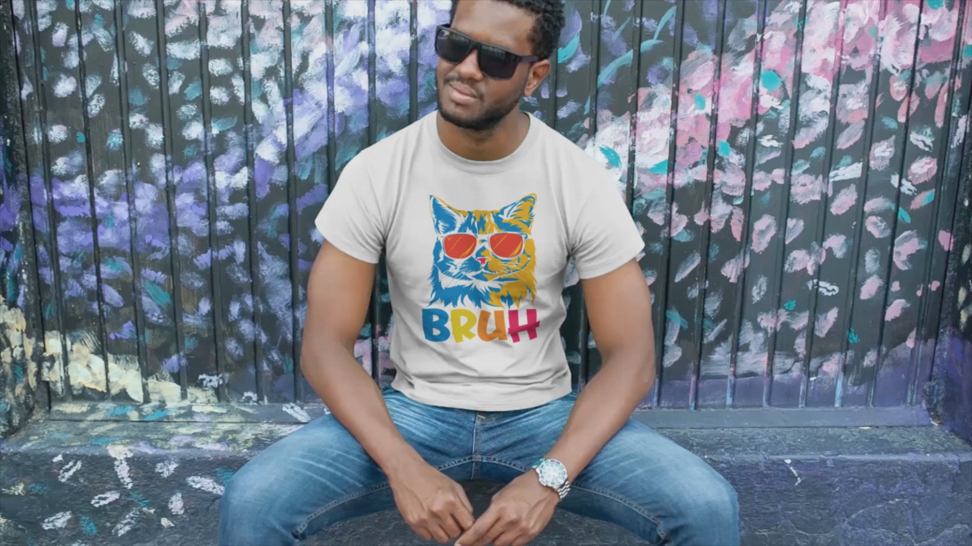 Bruh Cat T-Shirt – Funny Cool Cat Meme Tee with Sunglasses