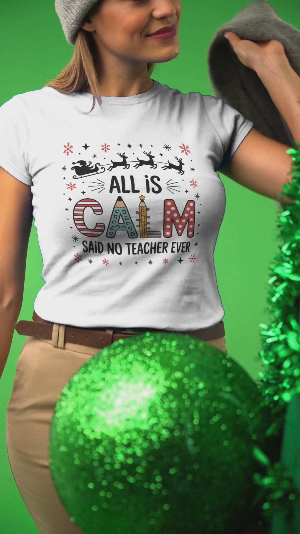 All Is Calm… Said No Teacher Ever” Christmas Shirt | Funny Teacher Holiday Tee