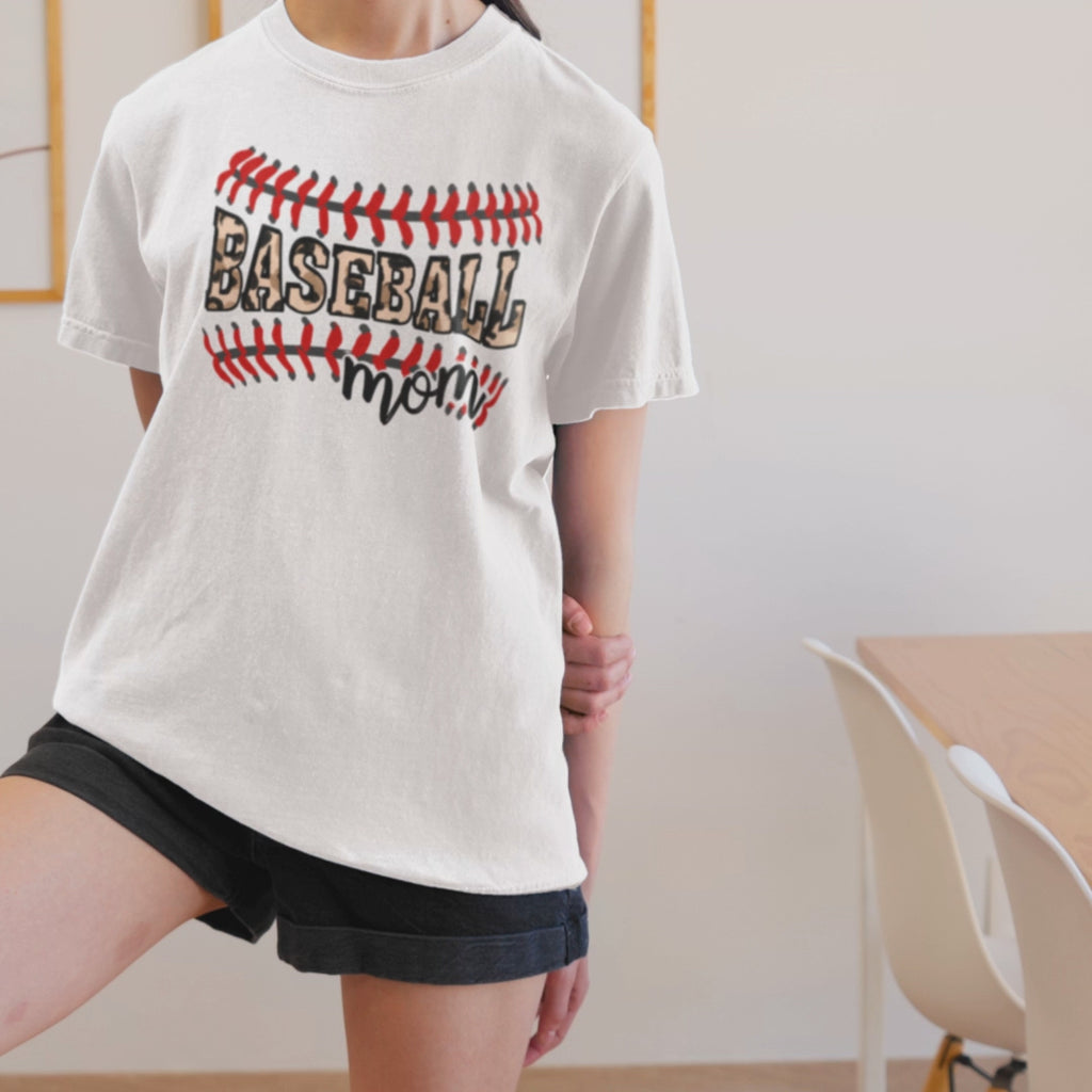 Baseball T-Shirt – Leopard Print Baseball Graphic Tee for Moms & Fans