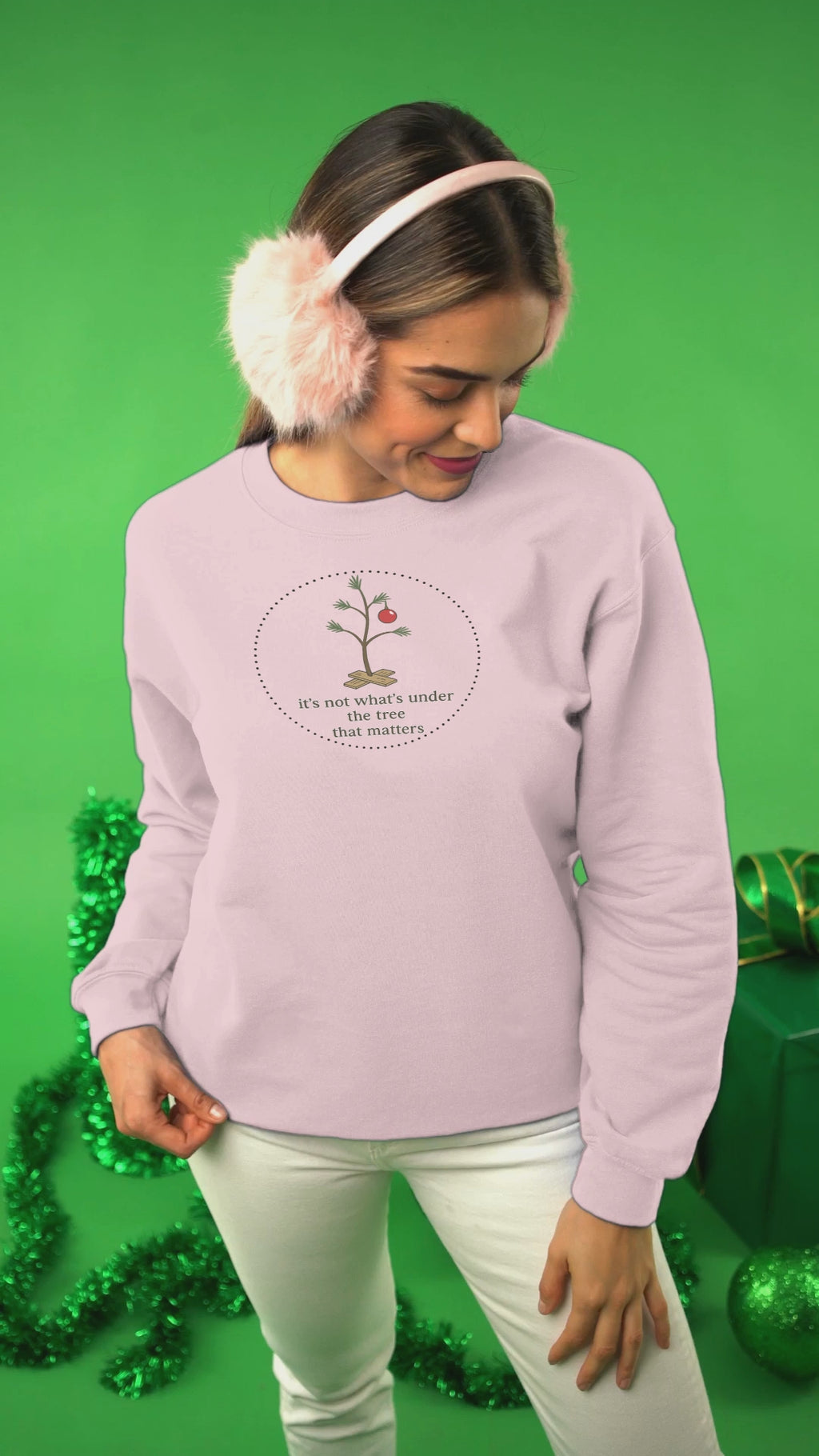 Christmas Tree Quote Sweatshirt – Minimal Holiday Crewneck